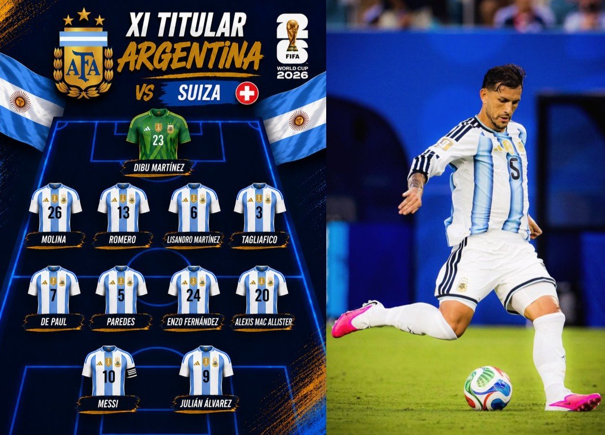 UniversoBoca12's tweet photo. 🚨✅ CONFIRMADO: El 1️⃣1️⃣ de @Argentina para enfrentar a #Suiza esta noche.
💪 Leandro #Paredes SERA TITULAR!
👉 #ExBoca: A. #MacAllister, N. #Molina seran titulares, V. #Barco estará en el banco de suplentes.
#VamosSeleccion 🩵🤍🩵 https://t.co/QJh93Mvt6z