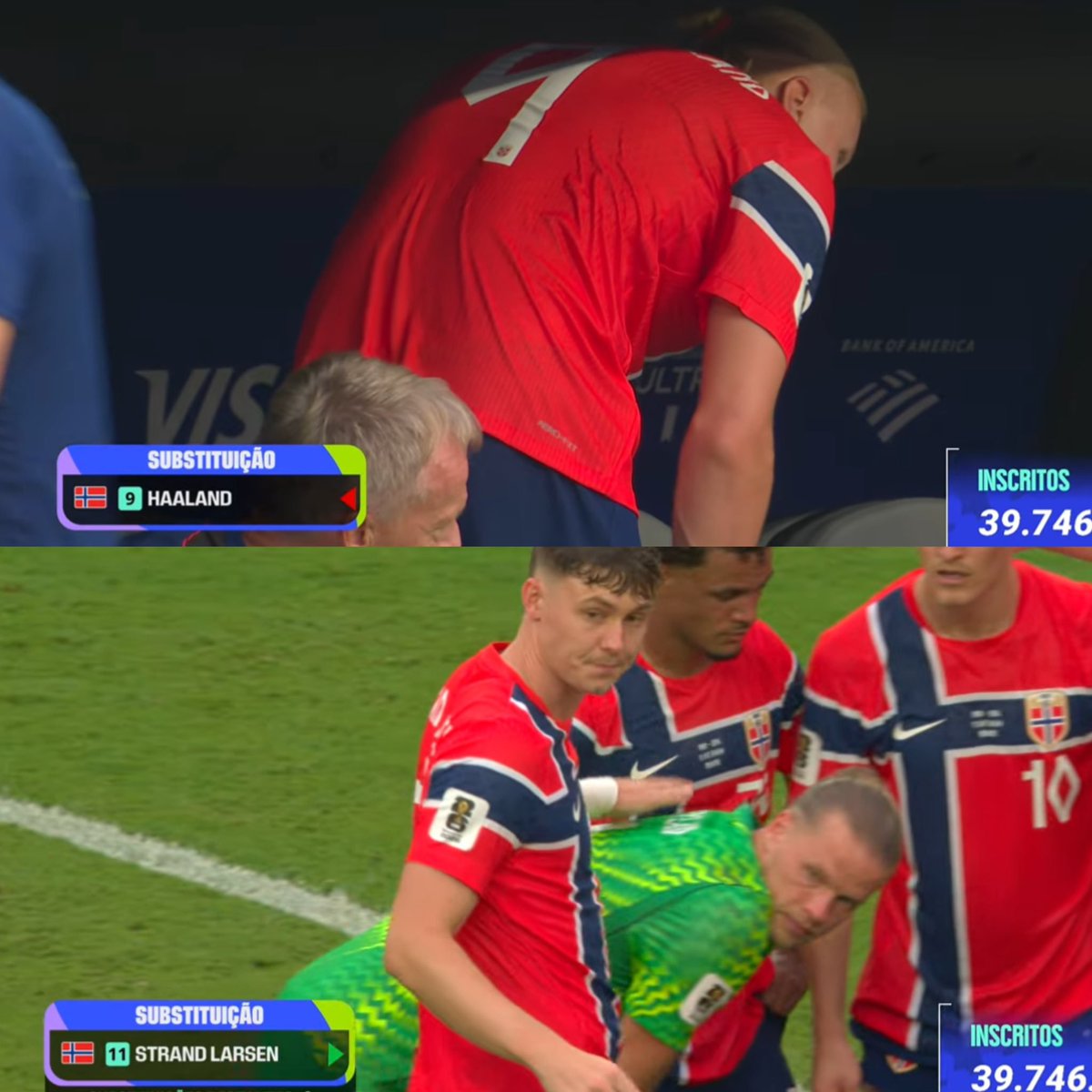 DanielPFC36's tweet photo. E o treinador da Noruega que tirou o Haaland, colocou o gigante Strand Larsen e não jogou uma bola pra área https://t.co/GVgN6agWvu