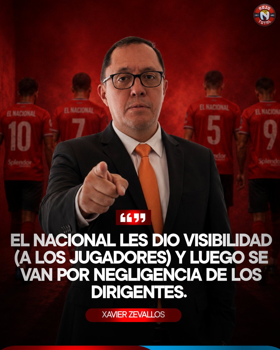 RojoTotall's tweet photo. 🚨𝐀𝐓𝐄𝐍𝐂𝐈𝐎́𝐍🚨| Xavier Zevallos en la Radio Redonda acerca de la inminente salida de jugadores del Club Deportivo El Nacional:

– ‘Miren como se han ido dando las cosas en El Nacional, ha perdido una cantidad muy grande de jugadores en los últimos años, jugadores que se fueron libres. El Nacional les sirvió para darles visibilidad y luego se marcharon por negligencia de los dirigentes’. 

#ElNacional2026
