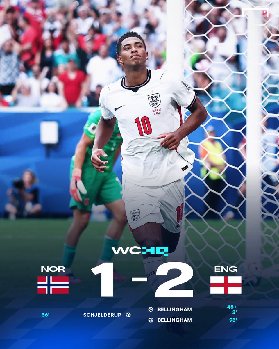 Goal_TH's tweet photo. #AET จบเกม 120 นาที ฟุตบอลโลก 2026 รอบ 8 ทีม ⚽🌎

🇳🇴 นอร์เวย์ 1-2 อังกฤษ 🏴󠁧󠁢󠁥󠁮󠁧󠁿

⚽ 1-0 น.36 อันเดรียส เชลเดอรุป
⚽ 1-1 น.45+2 จู๊ด เบลลิงแฮม
⚽ 1-2 น.93 จู๊ด เบลลิงแฮม

จู๊ด เบลลิงแฮม ทำประตูชัยช่วงต่อเวลาพิเศษ พาอังกฤษเบียดชนะนอร์เวย์ ตีตั๋วเข้ารอบตัดเชือกรอบพบผู้ชนะคู่อาร์เจนตินา/สวิตเซอร์แลนด์ ซึ่งจะลงเตะช่วง 8.00 น.

#GOALThailand #FIFAWorldCup #NORENG #ฟุตบอลทีมชาติ #ฟุตบอลต่างประเทศ