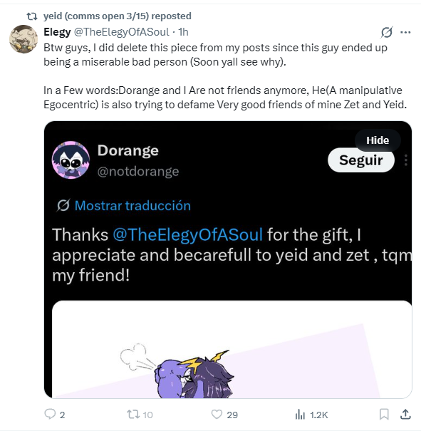notdorange's tweet photo. @TheElegyOfASoul Yeah, tell everyone why you chose a pedophile with 12k viewers—who slept with a 14-year-old girl when he was 18—over others, and tell them about your little buddy Zet—who, funny enough, has the same OC as you but with different colors. Tell everyone how he met https://t.co/B70WJLqOiL