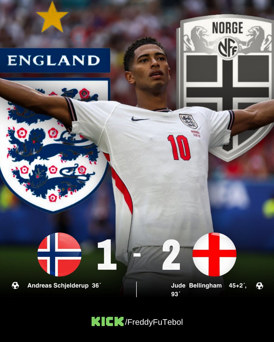 freddyFuTebol's tweet photo. 🤯 ¡INGLATERRA ESTÁ EN SEMIFINALES!🔥

⚽ Jude Bellingham marcó al 45+2' y al 93' para darle la victoria 2-1 sobre Noruega.

⭐ 6 goles y 1 asistencia en 6 partidos. Mundial espectacular del inglés.

👀 ¿Es el mejor jugador del torneo?

  #Bellingham #Noruega #FIFAWorldCup https://t.co/1VNxIUoqc8