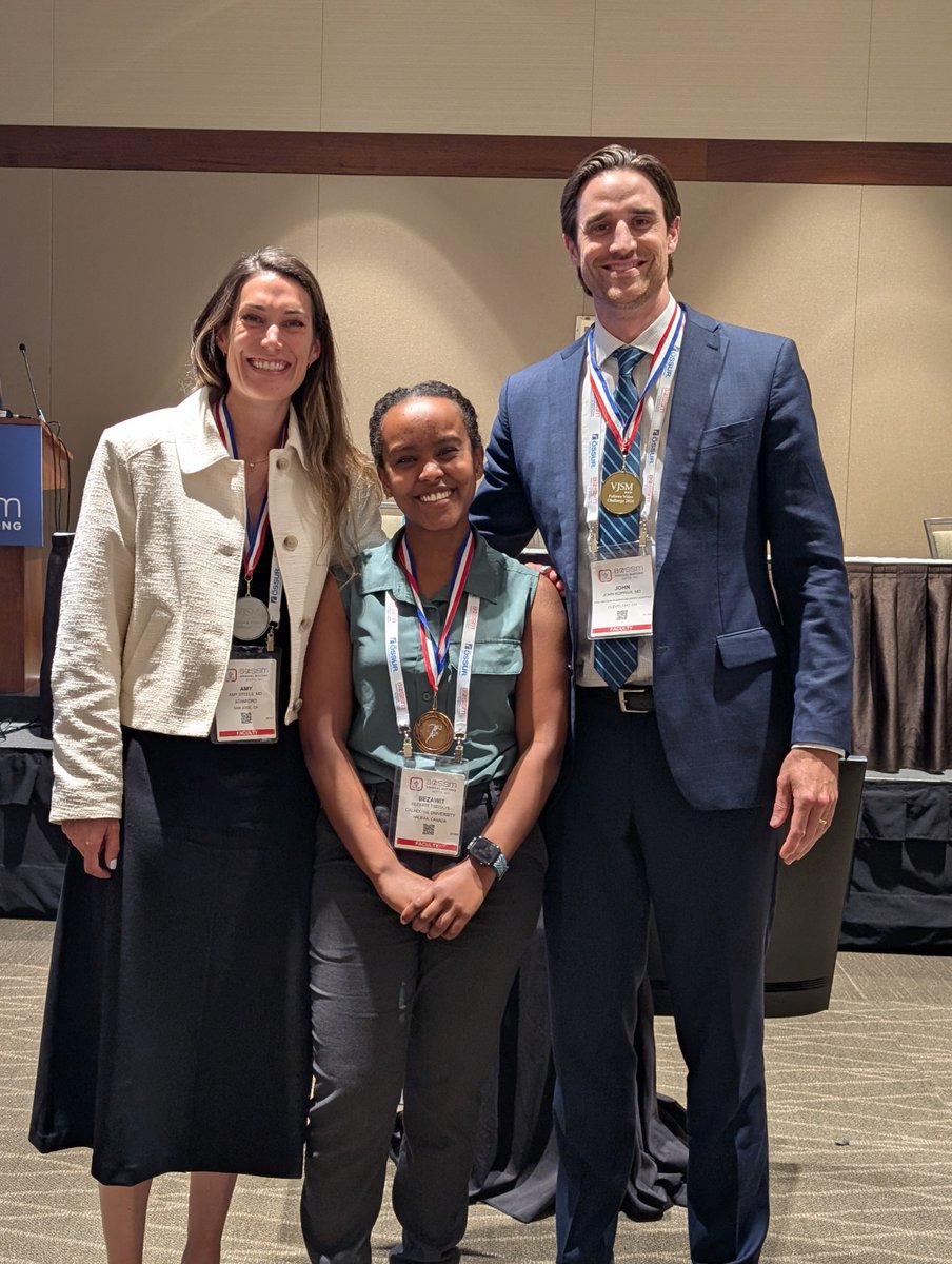aossm1972's tweet photo. Congrats to the VJSM Fellows Video Challenge winners:

1st Place: John Kopriva 
2nd Place: Amy Steele 
3rd Place: Bezawit Tsegaye 

👏 Thanks to all the incredible fellows who submitted—your videos made this year's challenge unforgettable!

#AOSSM2026 https://t.co/OHPoT27uVM