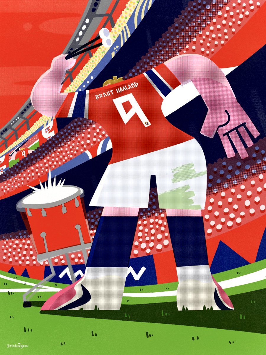 riota2gaoe's tweet photo. Such a happy time, drawing art while witnessing Haaland’s incredible performance at the World Cup. https://t.co/Kjl3TboDT8