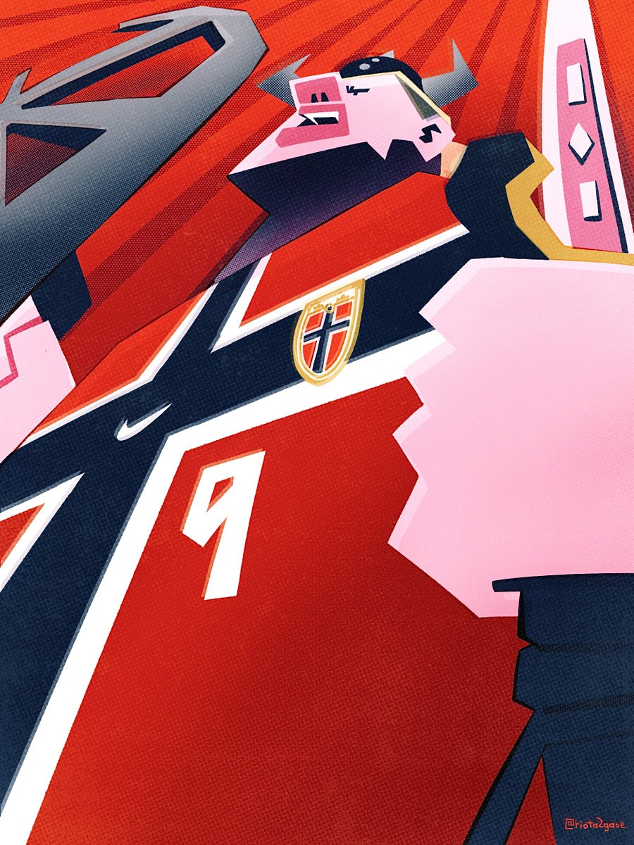 riota2gaoe's tweet photo. Such a happy time, drawing art while witnessing Haaland’s incredible performance at the World Cup. https://t.co/Kjl3TboDT8