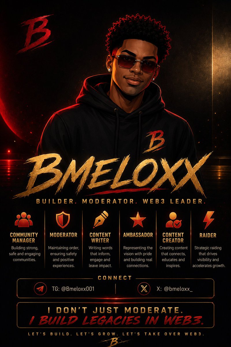 bmeloxx_'s tweet photo. Building communities that last.
Focused on creating value through community management, moderation, content, and growth. 🚀
📩 TG: @Bmeloxx001
𝕏 X: @bmeloxx_
#Web3 #CommunityManager #Moderator #ContentWriter #Ambassador #Raider https://t.co/U5a3AtzCti
