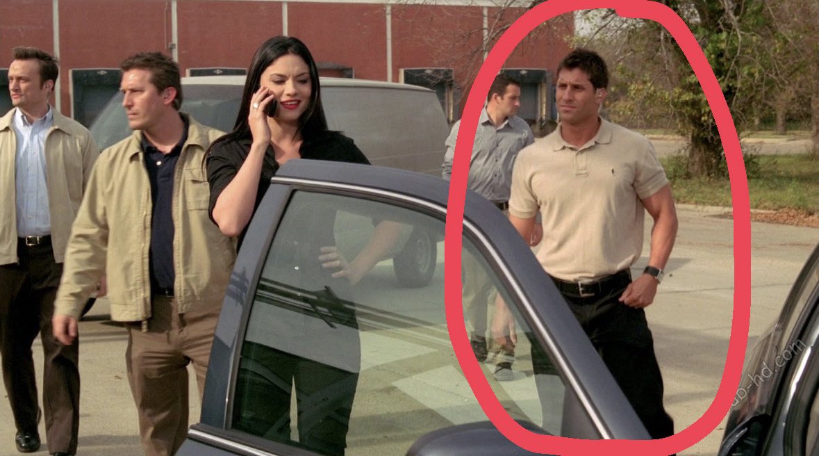 BraveReport's tweet photo. Dan Flood, head of security at TPUSA, wasn’t just a model either. He also seems to have been an actor. Of course.

Here is he playing A SECURITY GUARD of all things in Prison Break Season 3, Episode 13.
