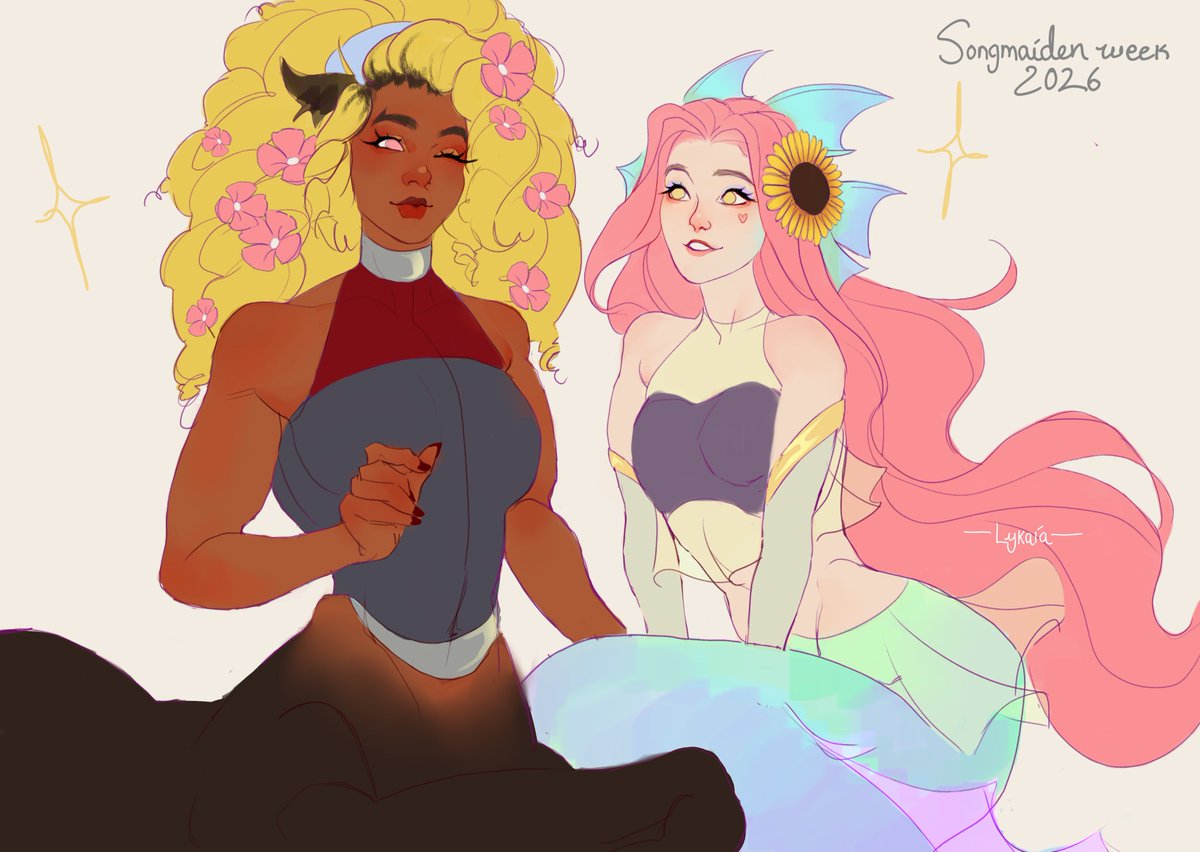 DREAMLYKAIA's tweet photo. #Songmaiden #Songmaidenweek Fantasy day💛💗 
Centaur Rell x Siren Seraphine. https://t.co/DTqQn5lYuu