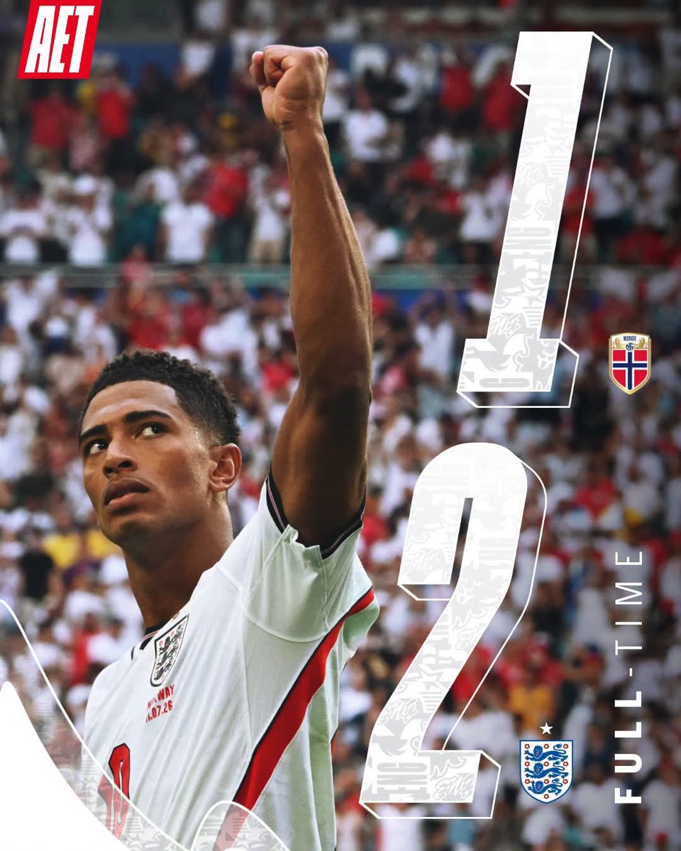 gentlesmart902's tweet photo. ⚽ FULL TIME + EXTRA TIME: 🇳🇴 Norway 1-2 🇬🇧 England

The Three Lions advance! England edge past Norway in a dramatic Quarter-final after extra time.

Your thoughts on the result?👇
RT &amp; like for more World Cup action!
#NORvsENG #FIFAWorldCup2026 #QuarterFinals https://t.co/E8RsjZDaHj