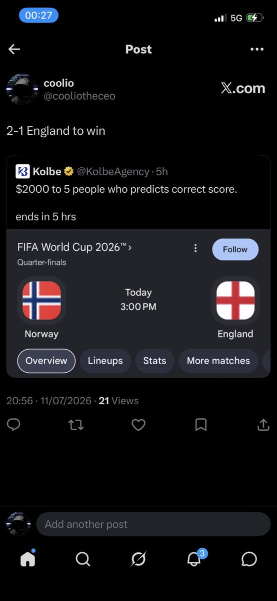 cooliotheceo's tweet photo. I predicted the score bro https://t.co/4gLZnDQaEi