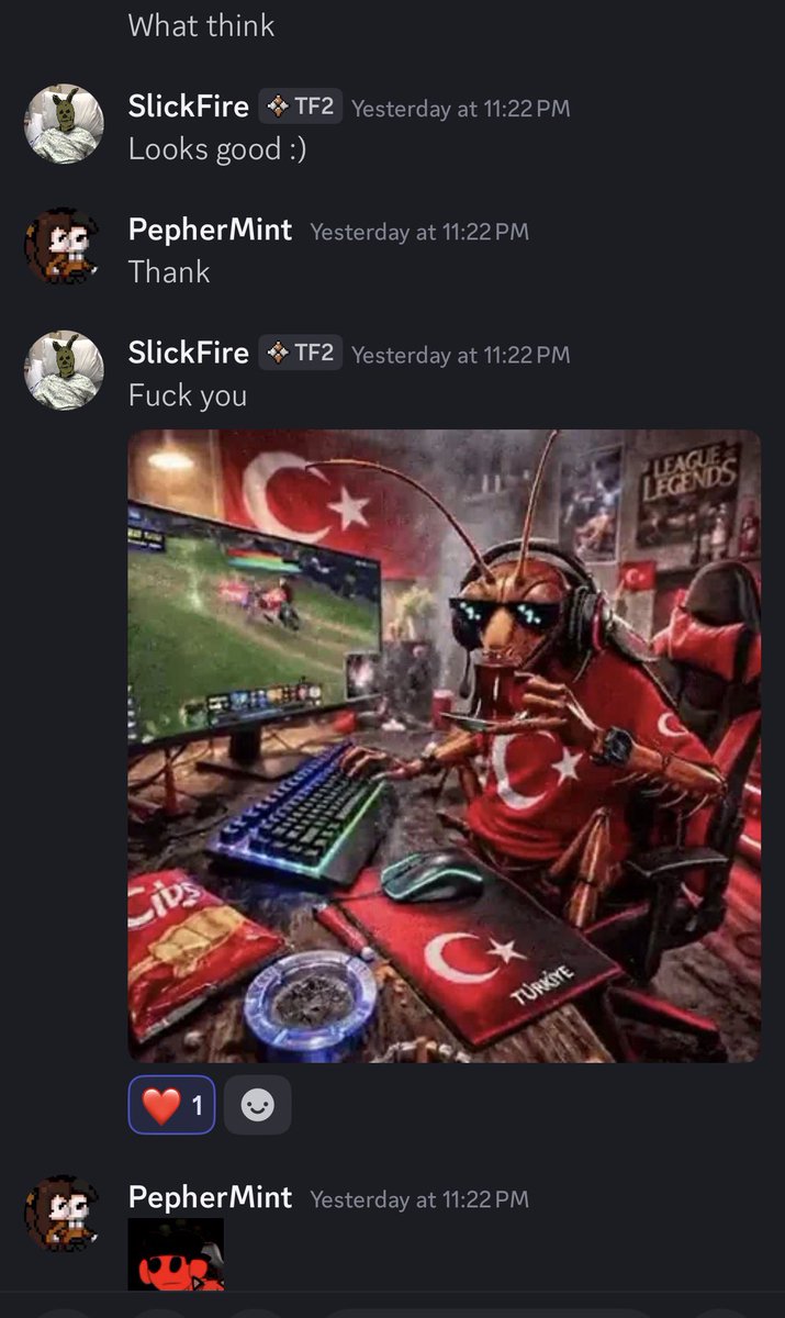 NotPeffermint's tweet photo. I’m never asking @SlickFireTTV for advice again https://t.co/Q5Fi16kx8H