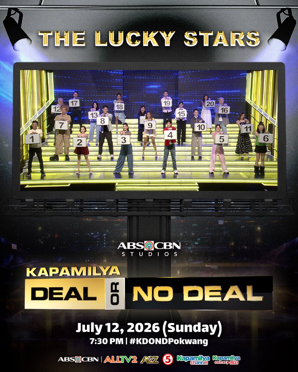 Kapamilya_DOND's tweet photo. Buong pwersa na namang magpapasiklab ang Lucky Stars sa gabing puno ng saya at kaba! #KDONDPokwang 💼☎️

#KapamilyaDealOrNoDeal ngayong Linggo, 7:30 PM sa ABS-CBN sa ABS-CBN sa ALLTV2, A2Z, Kapamilya Channel, Kapamilya Online Live, at TV5. Mapapanood din sa iWant at TFC.

#KDOND https://t.co/H21GdsTxPc