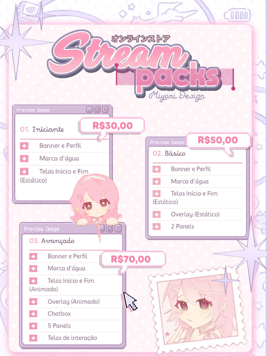 miyaridesign's tweet photo. Comissões abertas 🩷
Packs com super descontos + qualquer item individual por R$10,00 
❤️ + 🔃 = 🩷
Exemplos nos comentários 
#VTuberBR #Live #Comissoes https://t.co/Kxbd4MQKOg