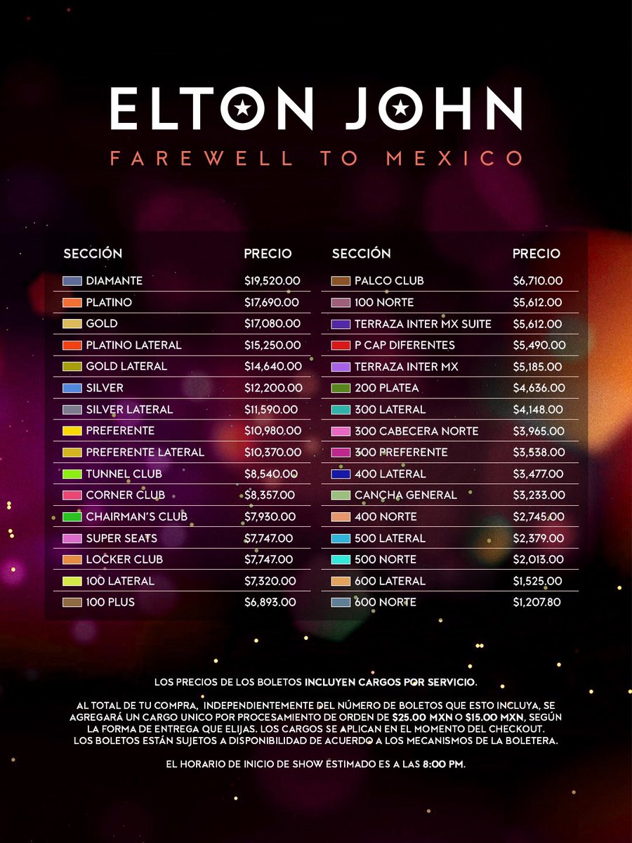 ailoviutl's tweet photo. 🚨 PRECIOS DE BOLETOS OFICIALES 🚨

SIR ELTON JOHN 🎹 FAREWELL TO MEXICO
🗓️ Viernes 2 y Sábado 3 Octubre del 2026 🗓️
🏟️ Estadio Banorte 🏟️
📍 CDMX 📍 🇲🇽 México Tour 🇲🇽

🎟️ Precios de Boletos con Cargos 🎟️

🎫 Fechas de Preventas 🎫

-Preventa Exclusiva: 13 y 14 de Julio 12:00 PM
(Tarjetas de Crédito y Débito: Banorte)

-Venta a Fans: 15 de Julio 12:00 PM
(Tarjetas de cualquier Banco: Crédito/Débito)

-Venta General: 16 de Julio 12:00 PM
(Tarjetas de cualquier Banco: Crédito/Débito)

💲 Boletera: Superboletos 💲

💳 Meses sin Intereses 💳

5 y 10 MSI con Tarjetas de Crédito Banorte

#EltonJohn #SirEltonJohn #PianoMan #Music #Música #Concierto #Concert #CDMX #México #Ailoviutl #LiveMusic #Tour #EstadioAzteca #EstadioBanorte #EstadioCiudadDeMéxico #RocketMan #MexicoCity #FinalTour #Tour2026 #Tour2027
