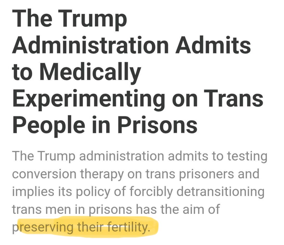 tomer_is_typing's tweet photo. They're literally forcibly detransitioning trans men in prisons because they view us as breeding stock.

And you think trans men in these prisons somehow AREN'T victims of rape? https://t.co/nQqxZu90l4