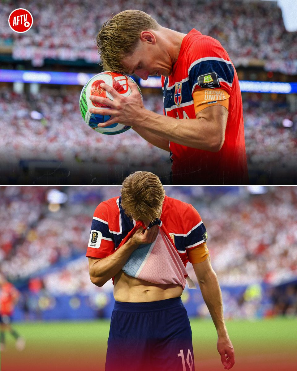 AFTVMedia's tweet photo. Martin Ødegaard played the full 120 minutes and registered his fourth assist of the 2026 World Cup for Norway 👏🇳🇴 

Unfortunately, Norway’s incredible journey came to an end following a heartbreaking 2-1 quarter-final defeat to England... 💔 

Heartbreak for our captain, but he can hold his head high after an outstanding World Cup campaign. ❤️