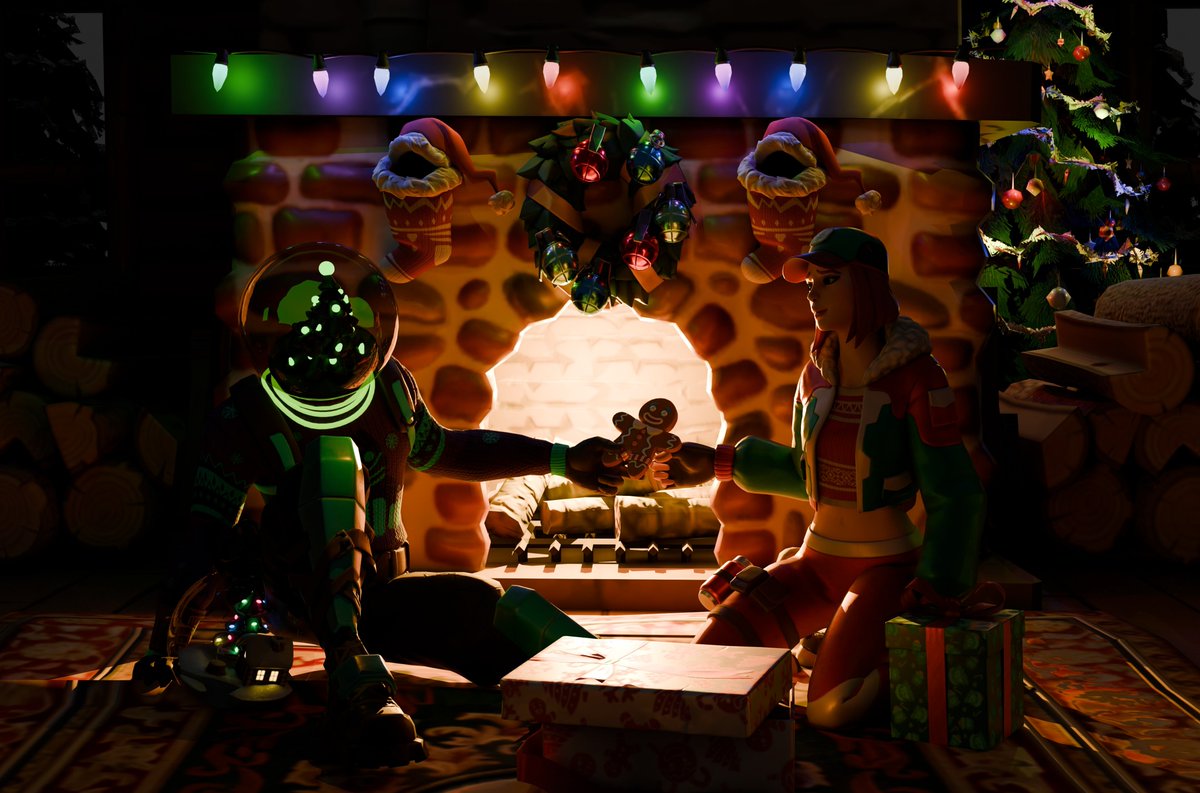 MintyGlobe's tweet photo. 🩵💜Globe shaker x Holly striker♥️💚

Era la noche antes de navidad.... ah no estamos en julio jajsjshd

Hice este render de mis pololos navideños pasando la noche jsjs

#FortniteChapter7 #fortniterender  #Fortnite #Fortniteart #Winterfest https://t.co/lrXBrNgWv7
