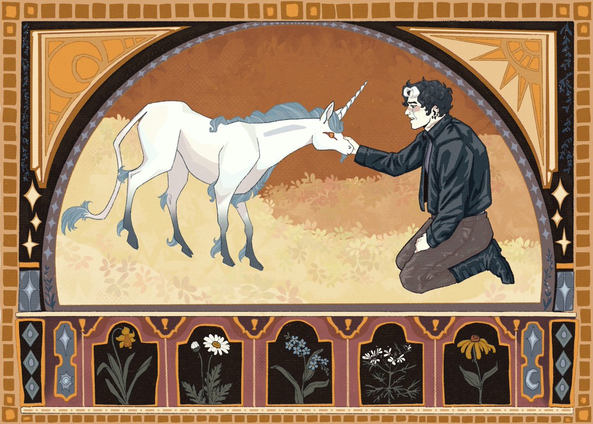 bluedillylee's tweet photo. I made this with The Last Unicorn quote from Molly Grue in mind. 
Daffodil: regard, unequaled love
Daisy: loyal love, innocence, I’ll never tell
Forget-me-not: memories, true love, don’t forget me
Coriander: hidden worth, merit
Black-eyed Susan: Justice
#jasontodd https://t.co/OD4e8ktd9k