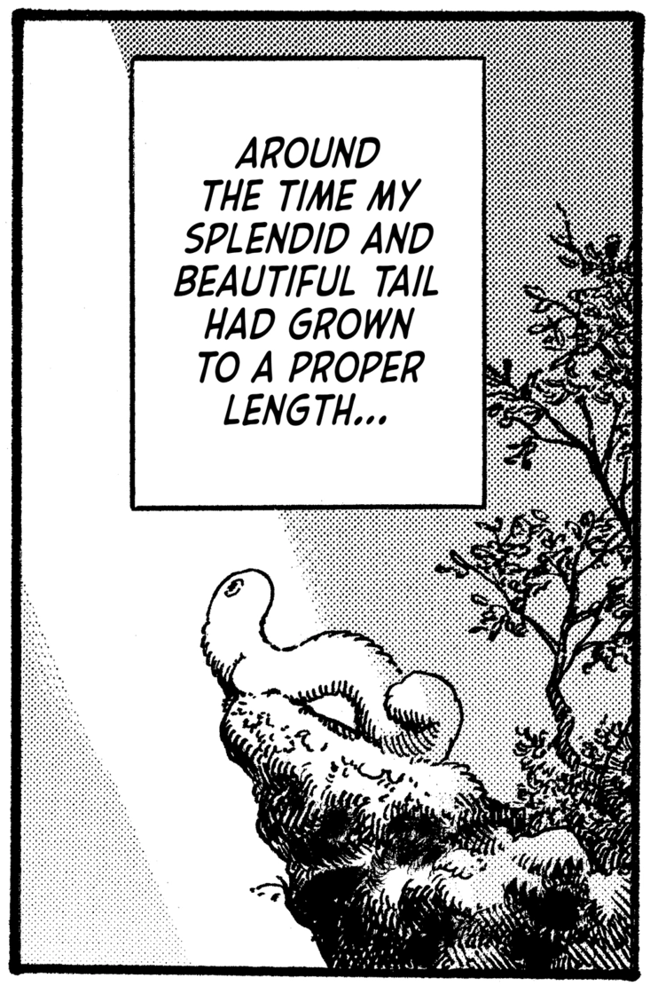 hrlybrushbuddy's tweet photo. An "around the time my splendid and beautiful tail had grown to a proper length..." of pride and majesty.

Chapter 23.5 #whaspoilers https://t.co/p4K4340xWV