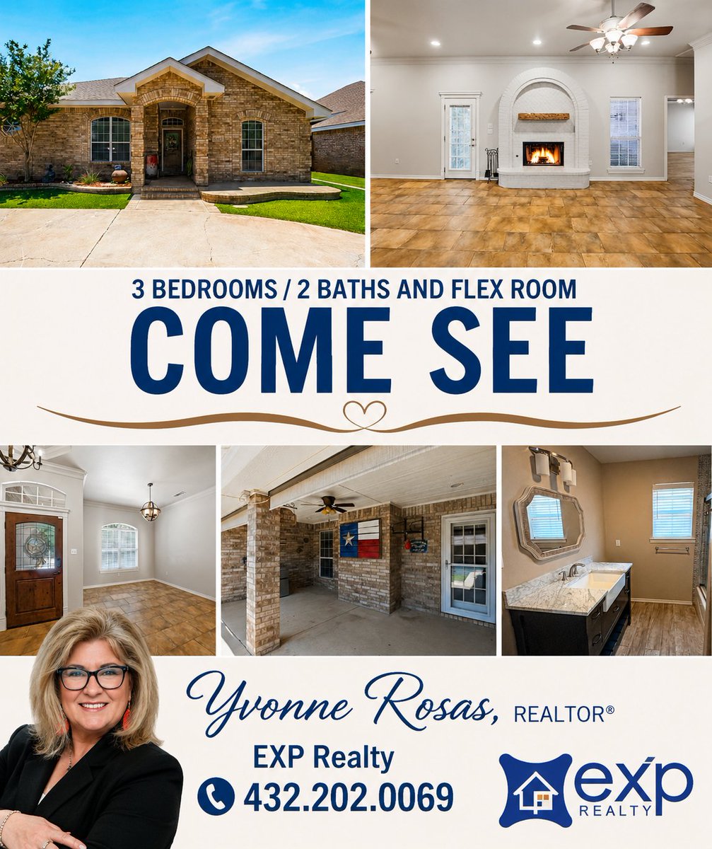 rosas01_yvonne's tweet photo. TOMORROW 🚪 Doors open at 6005 Nottingham, Midland!
Open House - Sunday 7/12 from 1–3 PM.
Come walk through, explore the layout, and imagine your next chapter here.
#MidlandTX #HomeswithYvonne #Helpfulagent https://t.co/d4jEaD67DA