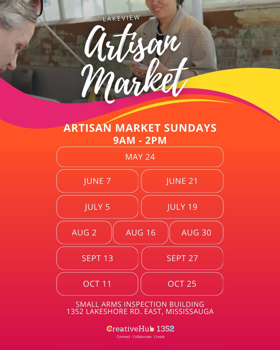 MissCyclingNow's tweet photo. LAKEVIEW FARMERS MARKET: *SUNDAYS* @ 9am-2pm 📍Small Arms Bldg 🏭 on #WaterfrontTrail 🌊  🔗: https://t.co/3OatZyYz0a 👉Cycling destination 🗺: https://t.co/PGUw9GT8LT Put on your panniers! 🍎🫑🧀 #BikeToMarket 🎒 #bikeMississauga 🚲 https://t.co/TuHEvIkaKR