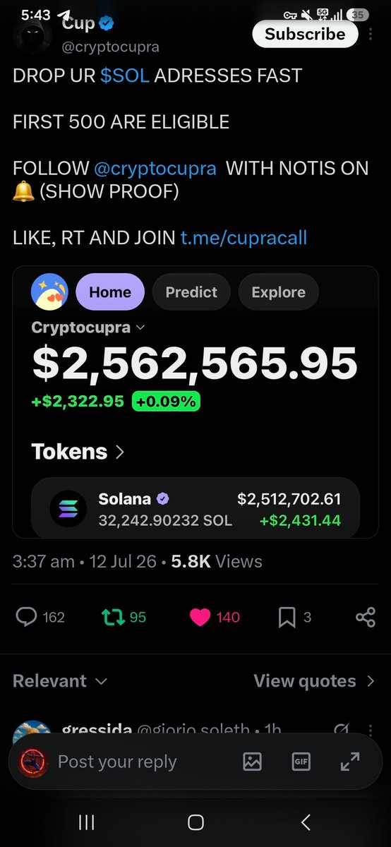 Homosapienz10's tweet photo. @cryptocupra 983jrSFo7ddwzikfsb6kuhgnmG7sKEooAaV6ZyWmGbX8

I have done all the requirements pick me this time brother https://t.co/5NtuVaKkcz