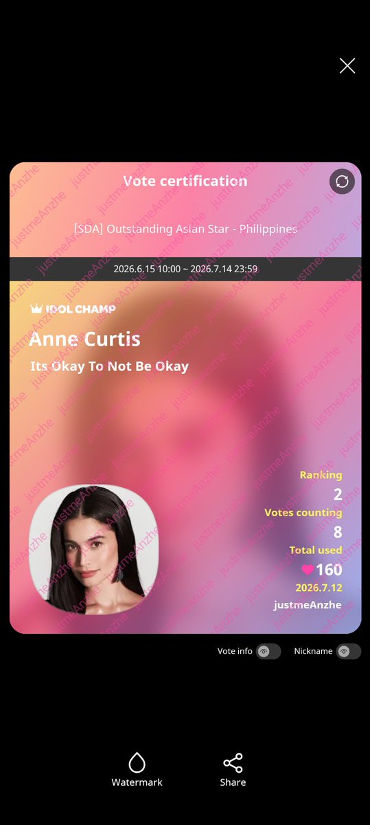 justmeAnzhe's tweet photo. buti may sukli after paying bills, may pang vote kahit papano kay ate @annecurtissmith 😁

Top 2 na ang Diyosa, konti nalangggg!! https://t.co/JVoniSDOqe