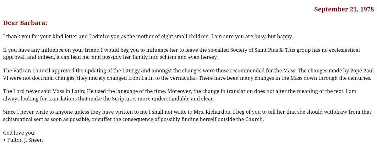 ProjectMysticDV's tweet photo. Bishop Sheen on the SSPX https://t.co/22jOZA7RDl