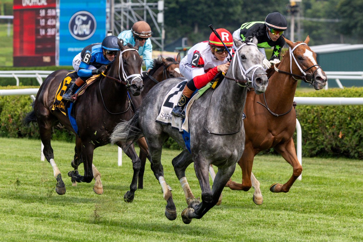 EclipseSports's tweet photo. Movin' On Up and Tyler Gaffalione win the Caress Stakes at Saratoga. Photo by Gary Johnson/Eclipse Sportswire. https://t.co/IpPnQPpYnQ