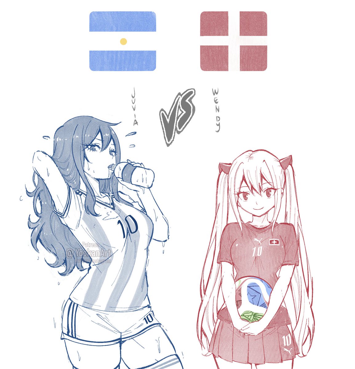 YookanArt's tweet photo. ⚽FIFA Special. Who is your favorite to win? 
🇦🇷Juvia
vs
🇨🇭Wendy

#animeart #FAIRYTAIL https://t.co/jyVaFH15jO