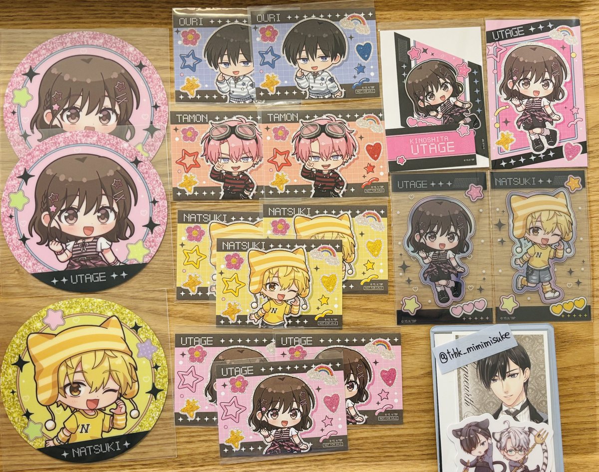 trhk_mimimisuke's tweet photo. 【交換】多聞くん今どっち！？
AMO Crepe AmoCrepe クレープ
特典 コースター ミニブロマイド  ステッカー クリアカード

・譲
多聞☆、敬人、桜利☆、ナツキ、うたげ

・求
同異種 多聞★、倫太郎

※多聞は以下求
ミニブロマイド、コースター、ステッカーセット

本日、なんばマルイにて手渡し可 https://t.co/56eOWNWb9t