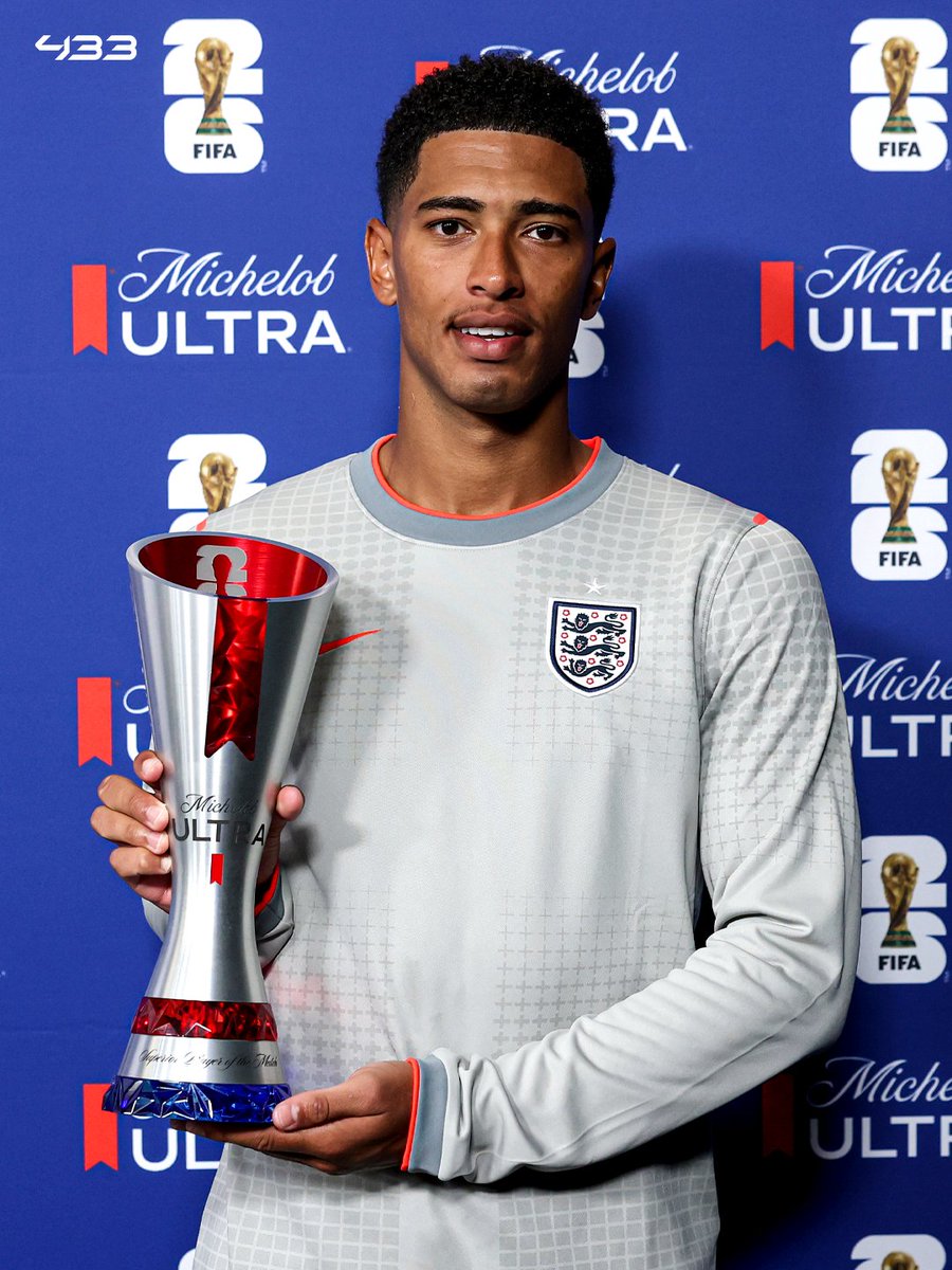 433's tweet photo. 🚨 𝐎𝐅𝐅𝐈𝐂𝐈𝐀𝐋: 𝐆𝐇𝐀𝐍𝐀. 🏆 𝐏𝐀𝐍𝐀𝐌𝐀. 🏆 𝐌𝐄𝐗𝐈𝐂𝐎. 🏆 𝐍𝐎𝐑𝐖𝐀𝐘. 🏆 𝟒-𝐈𝐍-𝐀-𝐑𝐎𝐖 𝐅𝐎𝐑 𝐉𝐔𝐃𝐄 𝐁𝐄𝐋𝐋𝐈𝐍𝐆𝐇𝐀𝐌.

⚽⚽ vs Norway 🇳🇴
⚽⚽ vs Mexico 🇲🇽
⚽🅰️ vs Panama 🇵🇦
⚽ vs Croatia 🇭🇷

6 games, 6 goals 🤯

6 games, 4 Superior Player of the Match Awards 🏆🏆🏆🏆

What a tournament he’s having 🌟