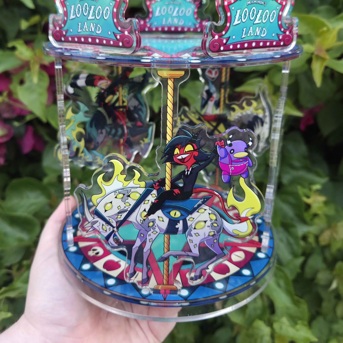 PiebaldPins's tweet photo. My carousel standees always has a ton of production issues. Instead of discontinuing them I’ve made some changes to the design  with a new factory and V2 of the carousels are out now! 

#HelluvaBoss‌ https://t.co/MxRHhsiH0i