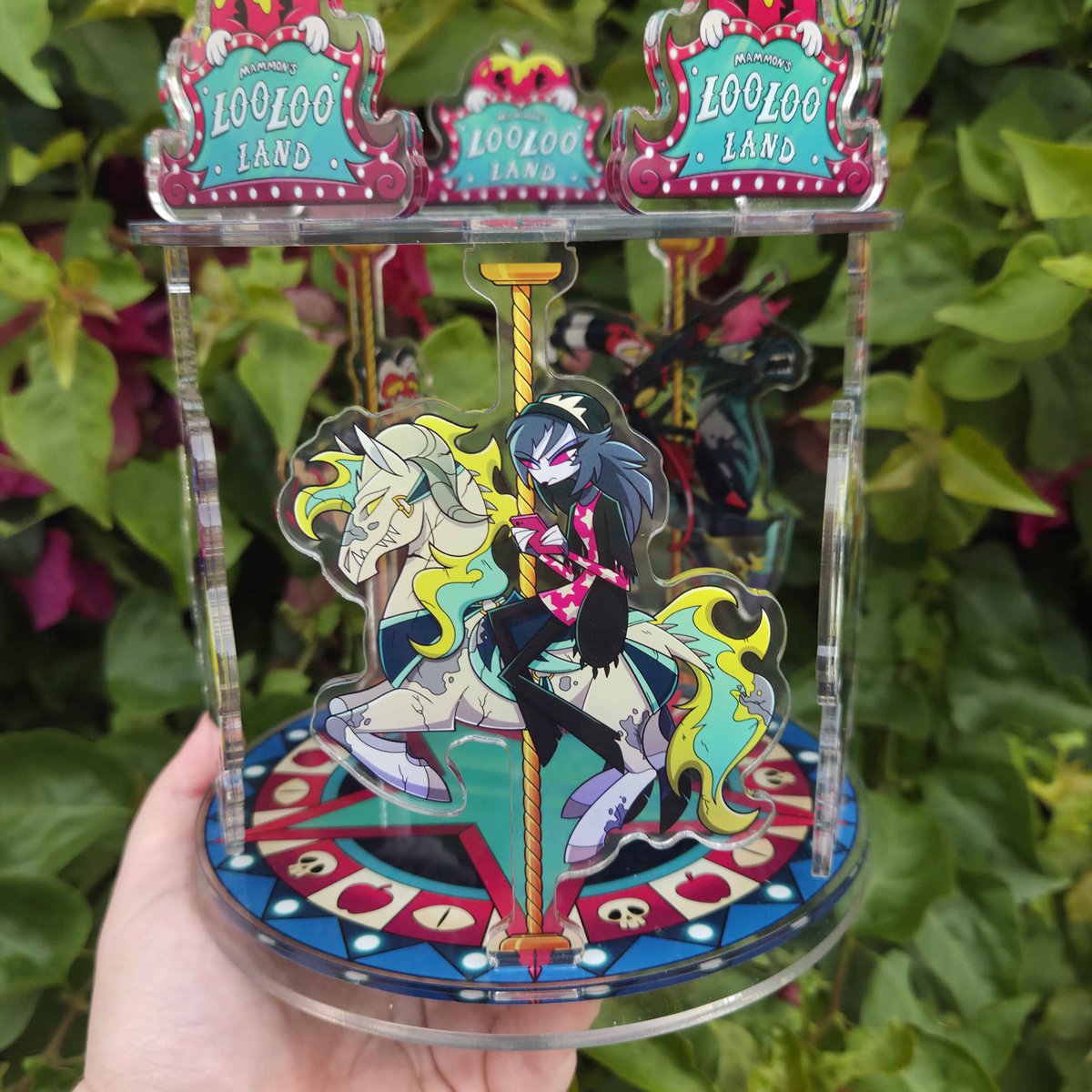 PiebaldPins's tweet photo. My carousel standees always has a ton of production issues. Instead of discontinuing them I’ve made some changes to the design  with a new factory and V2 of the carousels are out now! 

#HelluvaBoss‌ https://t.co/MxRHhsiH0i