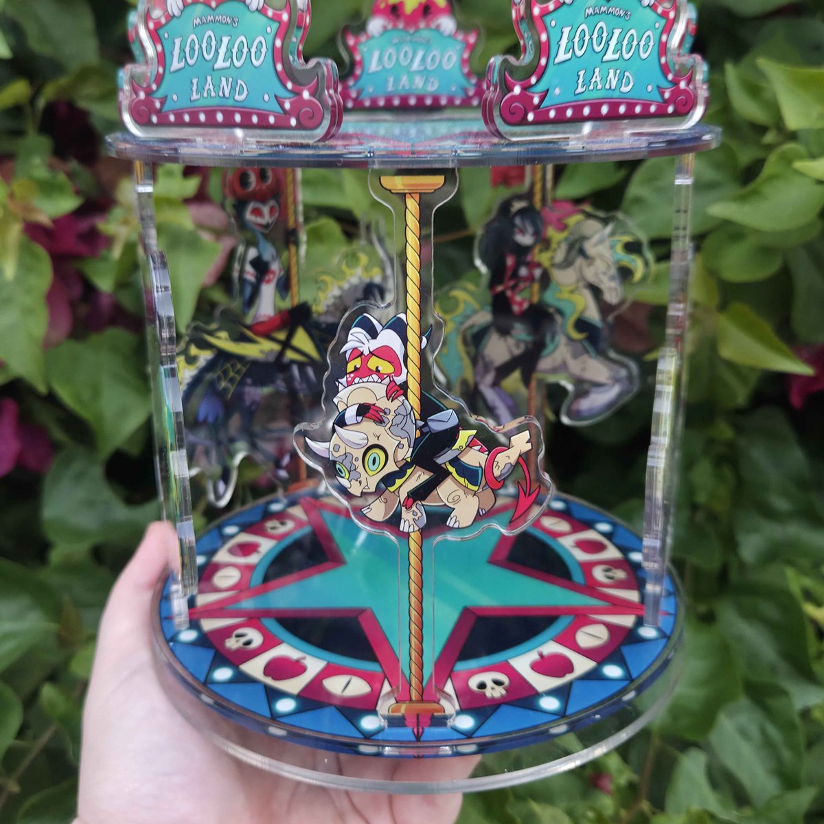 PiebaldPins's tweet photo. My carousel standees always has a ton of production issues. Instead of discontinuing them I’ve made some changes to the design  with a new factory and V2 of the carousels are out now! 

#HelluvaBoss‌ https://t.co/MxRHhsiH0i