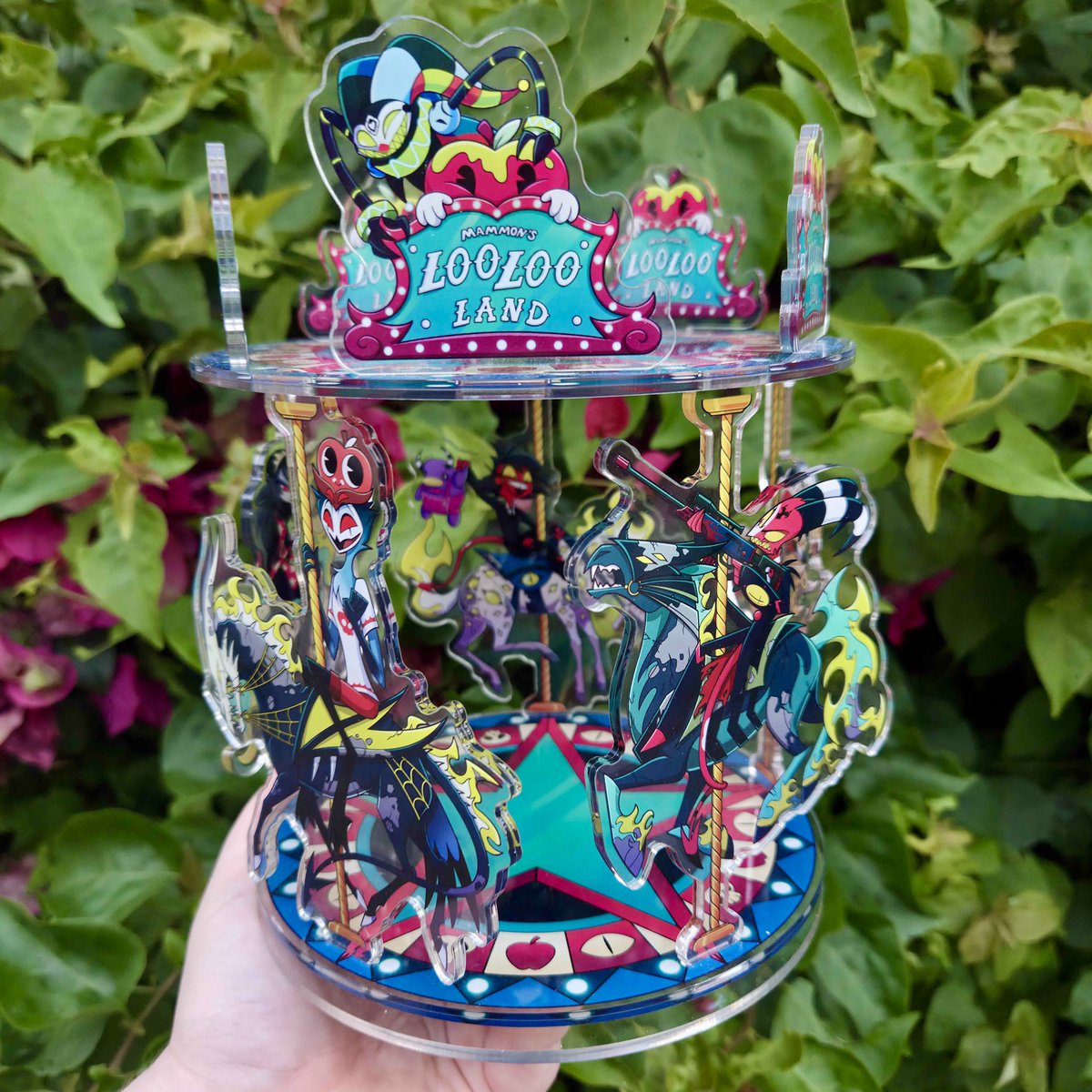 PiebaldPins's tweet photo. My carousel standees always has a ton of production issues. Instead of discontinuing them I’ve made some changes to the design  with a new factory and V2 of the carousels are out now! 

#HelluvaBoss‌ https://t.co/MxRHhsiH0i