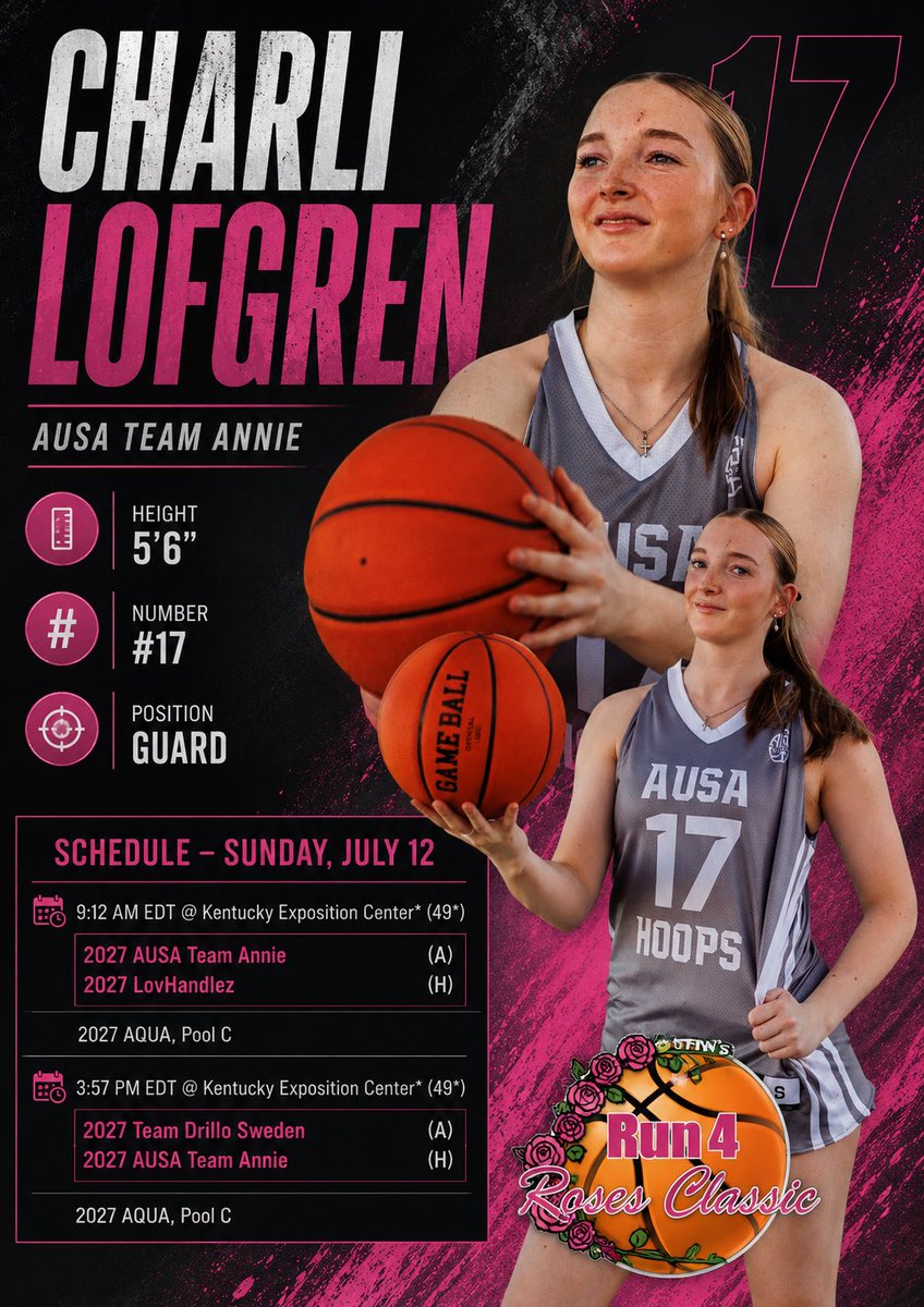 CharliLofgren's tweet photo. Hey coaches come watch me play at the Run4Roses championship tomorrow we have 2 games!!!

Looking for a player who?

- Good hustler 
- Good rebounder 
- Natural leader 
- A good facilitator 

Come watch team Annie play tomorrow!! 

@treymoses32 @ScanlonCoach @AUSA_Hoops_WBB 

#run4roseschampionship #run4roses #Wbb #internationalstudent