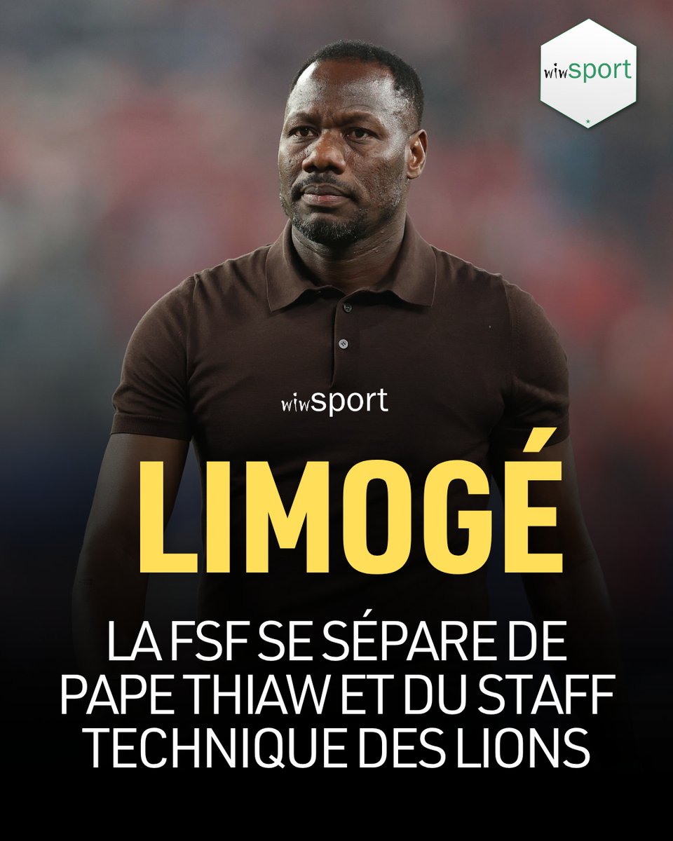 wiwsport's tweet photo. 🚨 Pape Thiaw et l'ensemble du staff technique des Lions limogés par la Fédération Sénégalaise de Football !

#FSF #Senegal #wiwsport https://t.co/yFyzQC5V4q