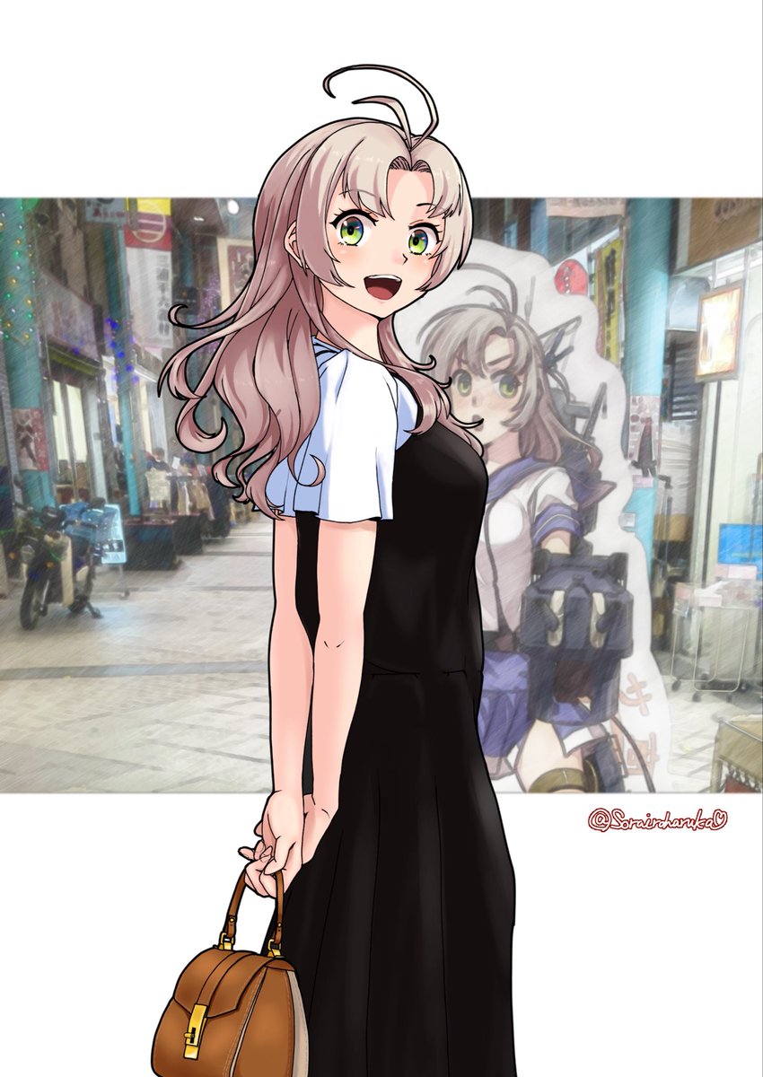 sorairoharuka's tweet photo. 衣笠さんと「衣笠商店街」をお散歩したいだけの人生だった()

#艦これ
#衣笠 https://t.co/OCCcWQEpY9