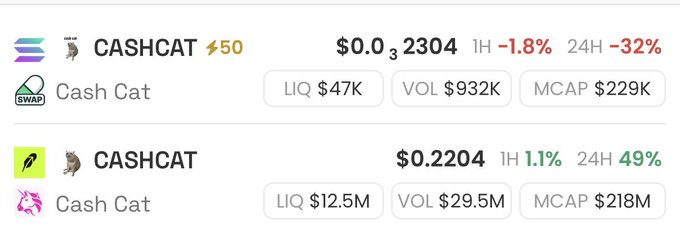 CashCatONPUMP's tweet photo. Look at the comparison guys, We will go so much higher, Compare the other eth runners and what they ran to on sol.

We are going to go much higher especially if $Cashcat On robinhood keeps going higher.

$CashCat https://t.co/2VJLHzcY6Q