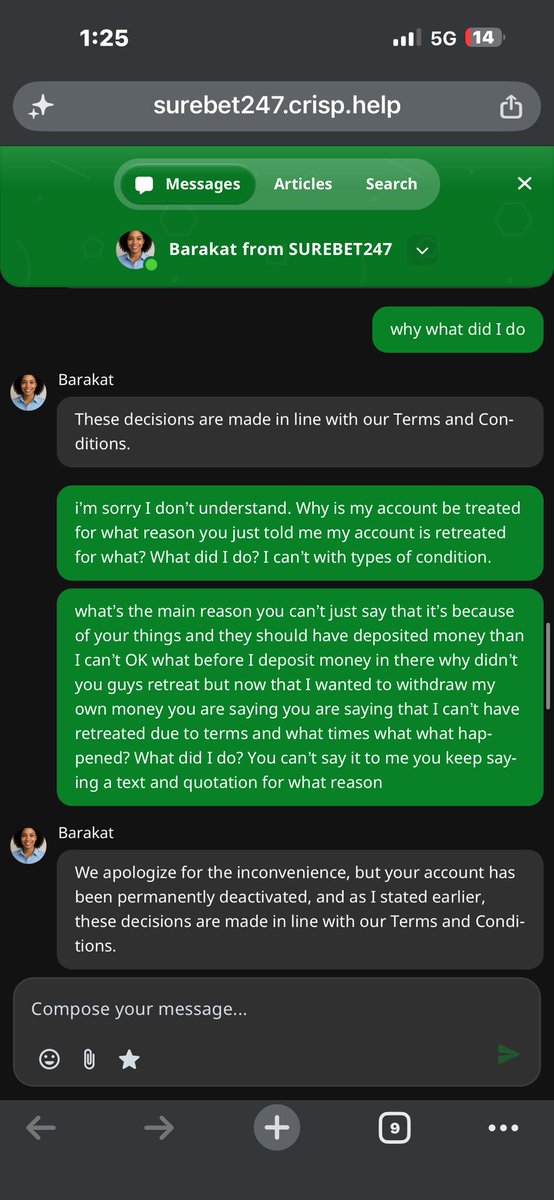 MorganWall4026's tweet photo. @Surebet247ng 
My account was permanently deactivated and my money FORFEITED without any proper explanation. I deposited via PalmPay and have all proofs. Support(Barakat) is just saying "per Terms &amp;Conditions" but refuses to tell me which rule I violated This is unfair. Release https://t.co/AL61YR1Kyb