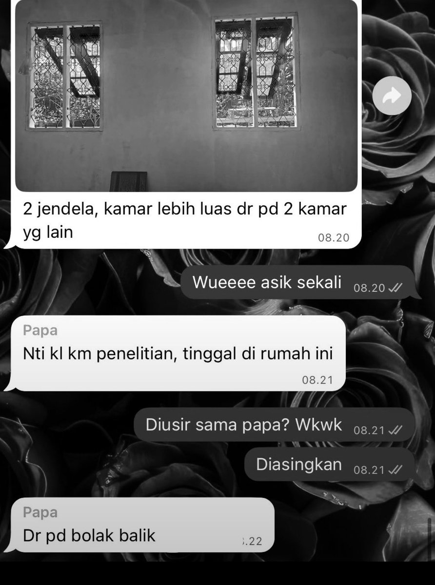 brigitta_hadid's tweet photo. Aku jd pengen sharing ceritaku dan papa.

Jadi, pas kmrn aku keterima beasiswa S3, aku cerita sama papaku kan. Aku blg, salah satu yg bikin aku lolos beasiswa kementerian ini adl aku teliti pertanian di salah satu desa di kawasan 3T.
Setelah bilang lokasinya ke papa & ke-excited-an aku buat teliti ke sana, ternyata beliau sdh membuat rencana.

Papa datang ke sana, kenalan dg kepdesnya, terus bilang "putri saya nanti mau penelitian di sini".
Papa tanya harga kos2an dan kontrakan yg worth it di sana. Tapi ya tahu sendiri lah, di desa2 pelosok gitu nggak ada kos maupun kontrakan. Pilihannya cuma dua. Tinggal di ruangan yg tersedia di kantor kepala desa, atau ngekos di ibukota kabupaten yang jaraknya 40-an menit naik motor ke lokasi.

Apa yang dilakukan papaku?
Beli tanah dan bangun rumah 😭🙏
Alasannya: untuk investasi. Nanti di masa depan jual saja rumahnya kalo nggak ada yg tempati.

Terus papaku udah punya kontak satu tukang ojek di desa. Kata papa ke tukang ojeknya, "tolong bapak nanti antarkan putri saya ya, dia mau penelitian ttg pertanian di desa ini".

Aku tidak bisa ber-word word 😭😭😭 anak perempuannya udah nikah pun, ternyata masih tetap di-princess-kan.