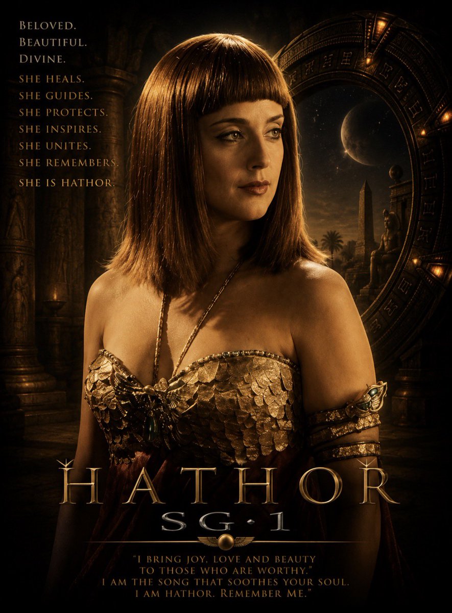 JamesBryhan's tweet photo. A reminder @AmazonMGMStudio 
Hathor was the mate of Ra and the mother of Heru'ur who was left stranded on Earth after the Tau'ri Rebellion. She later became imprisoned in her sarcophagus for centuries before being set free albeit accidentally in 1997.
Leaving Earth in the aftermath of her failure to claim the SGC for herself, Hathor attempted to rebuild her power base, and did so, finally achieving the rank of System Lord before being killed for good during a confrontation with SG-1 two years later in 1999.

#Savestargate