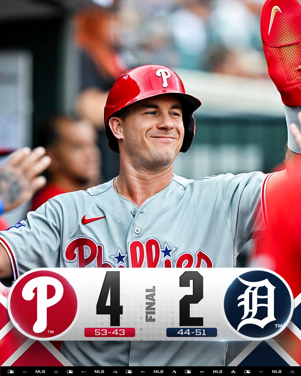 MLB's tweet photo. The @Phillies grab the win to even the series on the road! https://t.co/XGtQvkKjkX