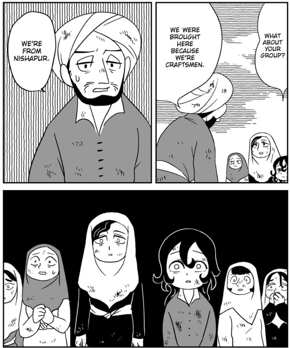 fuedalreese's tweet photo. keep seeing people say that jaadugar’s art style doesn’t match w the tone of the story and while they’re entitled to that opinion it’s the juxtaposition between the cutesy style and the horrific events that compels me the most. i think it’s even better in black &amp; white https://t.co/vJF7musBmA