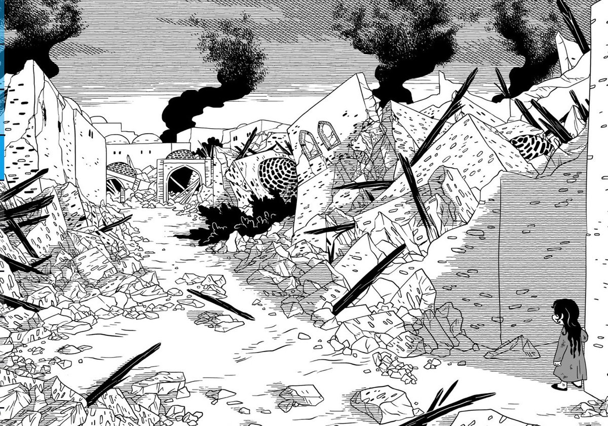 fuedalreese's tweet photo. keep seeing people say that jaadugar’s art style doesn’t match w the tone of the story and while they’re entitled to that opinion it’s the juxtaposition between the cutesy style and the horrific events that compels me the most. i think it’s even better in black &amp; white https://t.co/vJF7musBmA