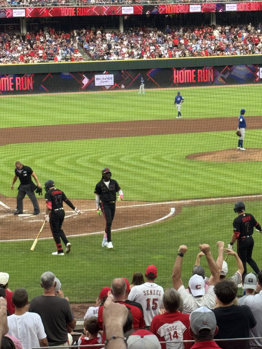 JohnHMerrill's tweet photo. Tommy and I had a great time last night at the game as the #Reds defeated the #Cubs in a 4-0 shut out! It was a great night in #Cincinnati, especially with the regular #FridayNightFireworks show at #GreatAmericanBallpark! #MLB #GoReds https://t.co/EQ4LSfLipf
