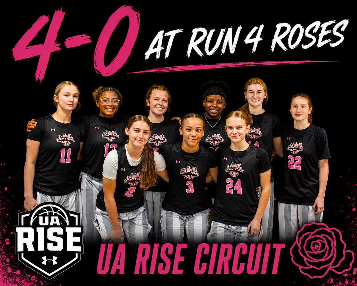 LegacySupreme26's tweet photo. Keep on rolling, Legacy Force! 🔥
Two teams.
Legacy Force Supreme Pink (2029 | 15U) 4-0
Legacy Force Supreme (2028 | 16U) 4-0
Both teams are undefeated at the Run 4 Roses UA Rise Circuit!
Keep stacking wins💪
#LegacyForce #UARise #Run4Roses #GirlsBasketball #Undefeated https://t.co/XvDU8xQcDg