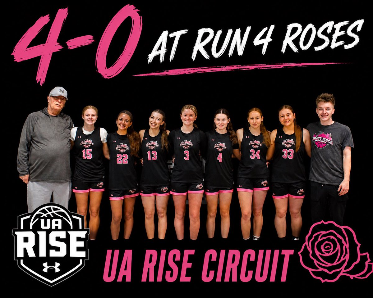 LegacySupreme26's tweet photo. Keep on rolling, Legacy Force! 🔥
Two teams.
Legacy Force Supreme Pink (2029 | 15U) 4-0
Legacy Force Supreme (2028 | 16U) 4-0
Both teams are undefeated at the Run 4 Roses UA Rise Circuit!
Keep stacking wins💪
#LegacyForce #UARise #Run4Roses #GirlsBasketball #Undefeated https://t.co/XvDU8xQcDg