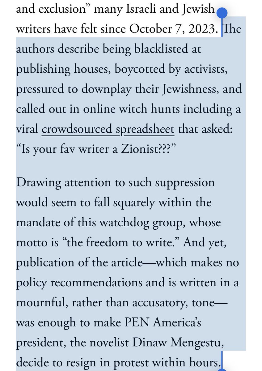 biannagolodryga's tweet photo. PEN America’s president resigned over an article detailing isolation and exclusion many Israeli and Jewish writers feel after Oct 7 
“Drawing attention to such suppression would fall within the watchdog group’s mandate. Their motto: “the freedom to write.”
https://t.co/TzED5KYW9S https://t.co/W0jcQKhkZd